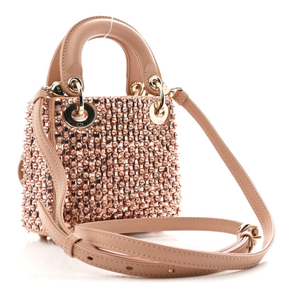 Christian Dior Satin Crystal Beaded Embroidered Micro Lady Dior Pink 3 of 10