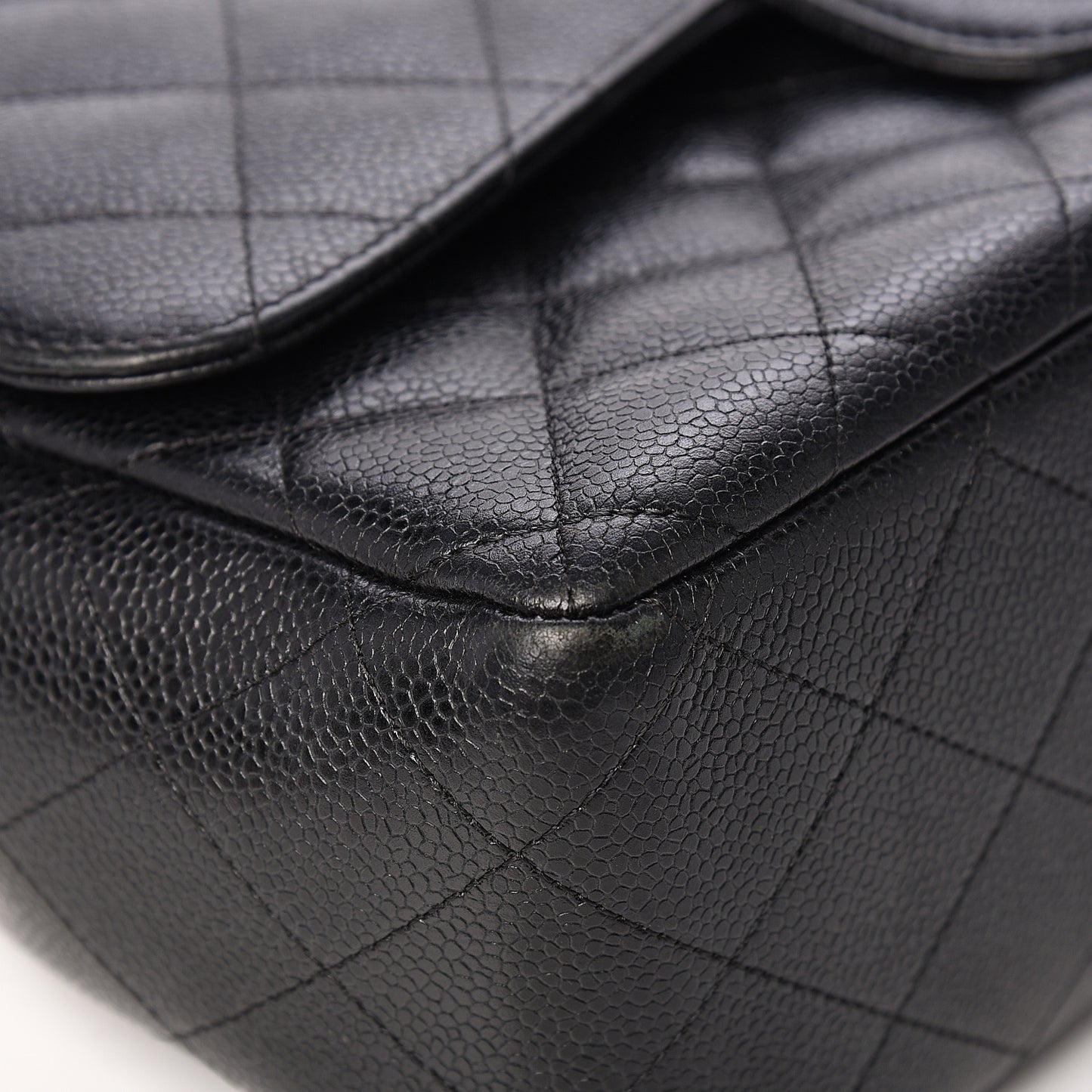 Caviar Quilted Jumbo Double Flap Black