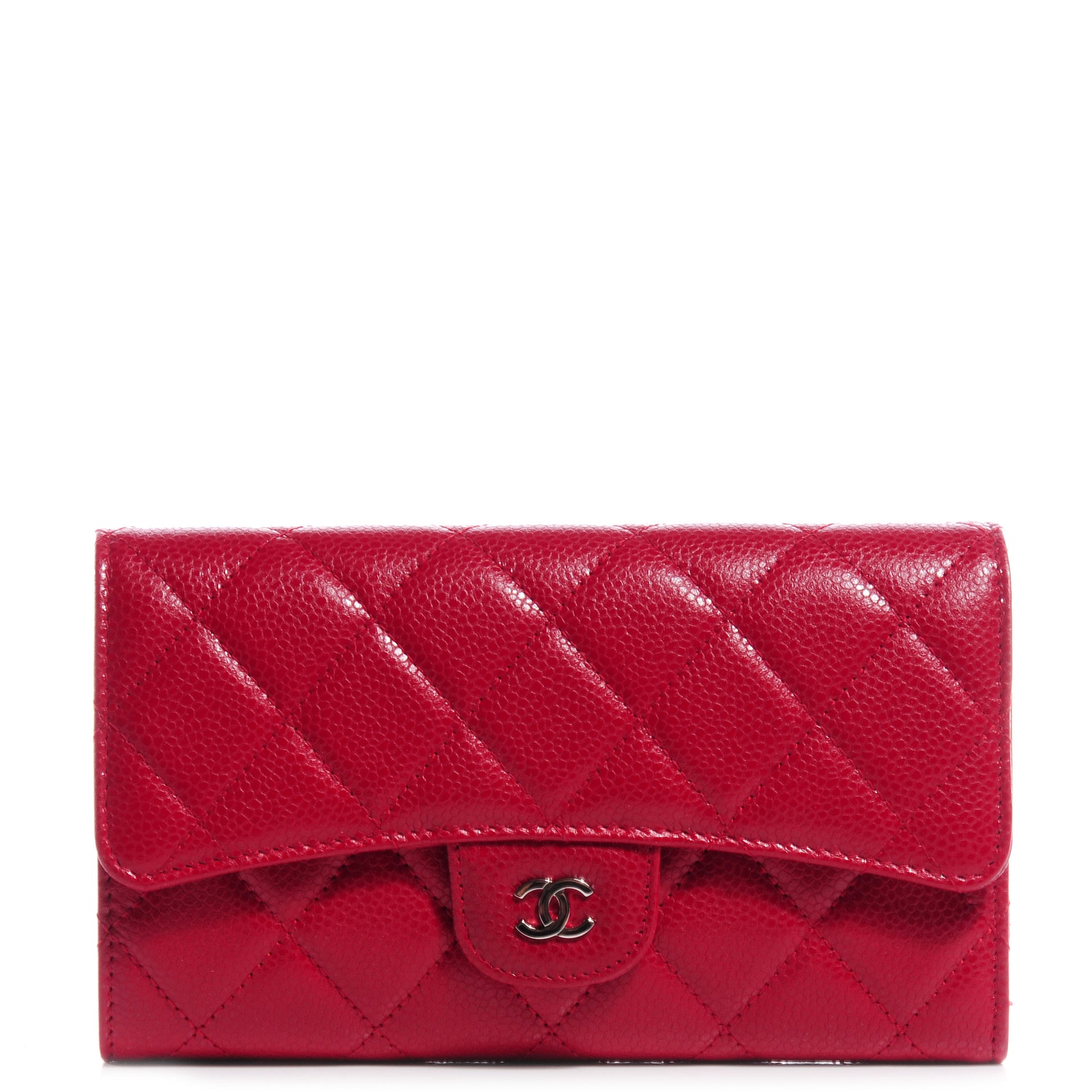 Chanel Caviar Quilted Large Flap Wallet Red 1 of 8