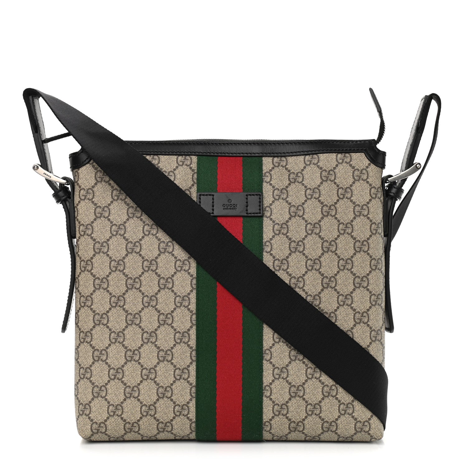 Gucci GG Supreme Monogram Web Messenger Bag Black 1 of 8