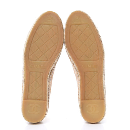Chanel Lambskin CC Espadrilles 38 Beige Black 5 of 11