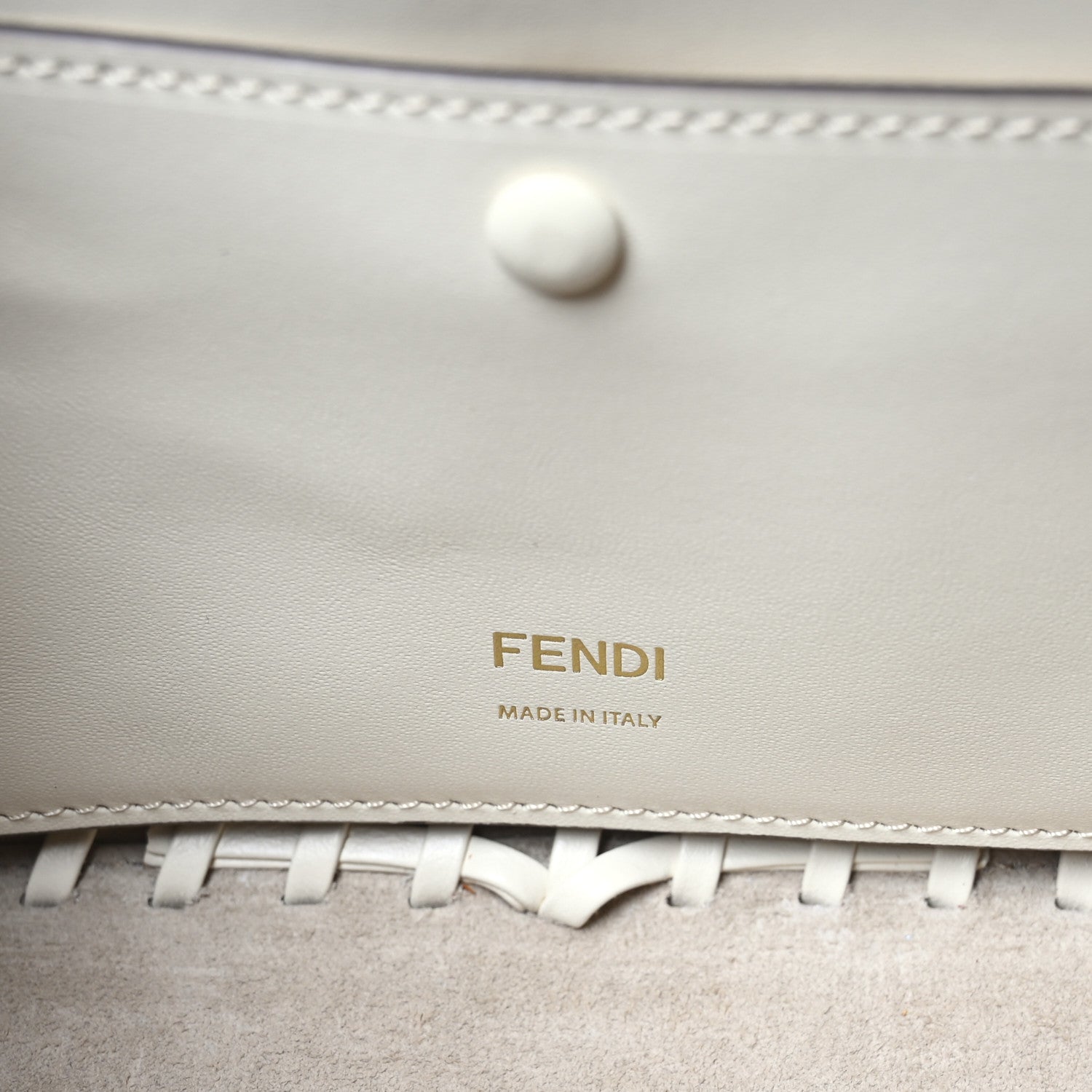 Fendi Vitello King Ceylon Woven Baguette White Ice 6 of 10