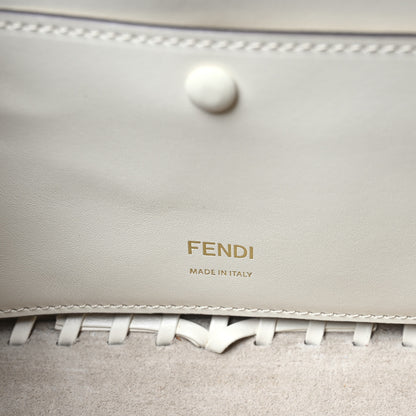 Fendi Vitello King Ceylon Woven Baguette White Ice 6 of 10