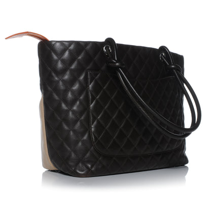 Chanel Calfskin Quilted Large Cambon Tote Brown Beige 3 of 7