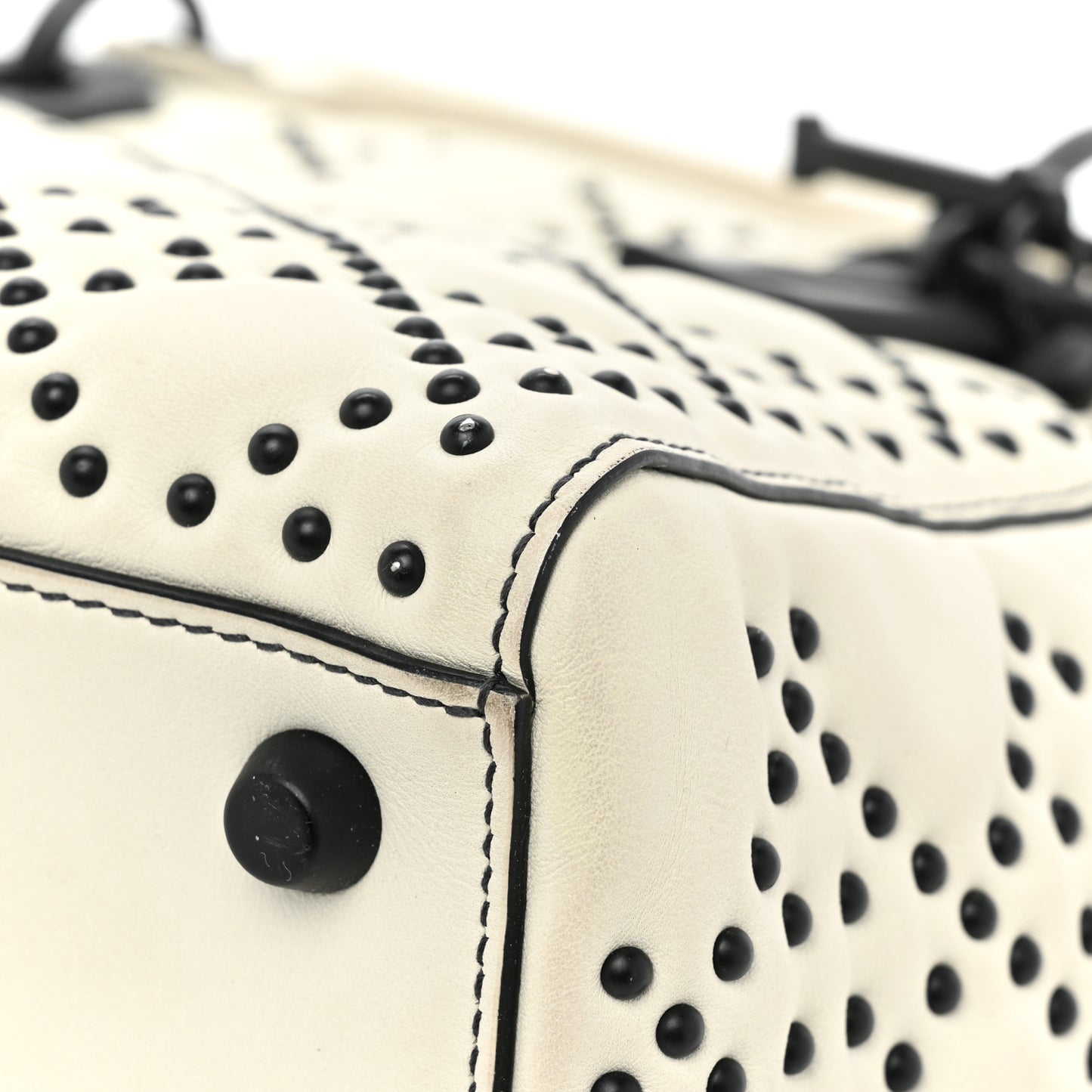 Lambskin Cannage Studded Medium Supple Lady Dior White Black