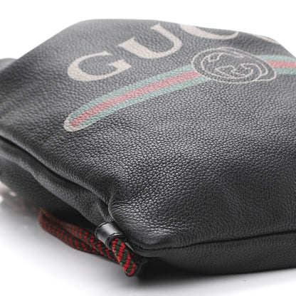 Gucci Calfskin Logo Drawstring Backpack Black 8 of 11