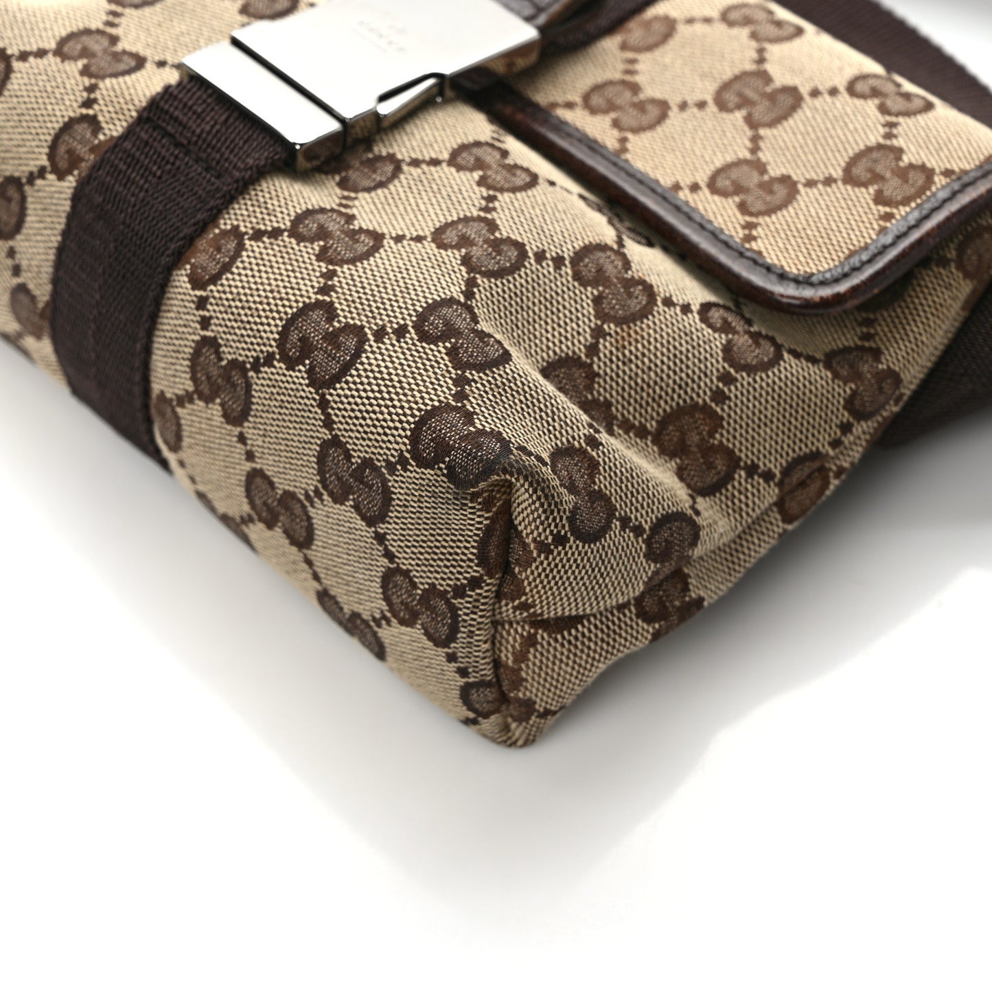 GG Monogram Buckle Belt Bag Dark Brown