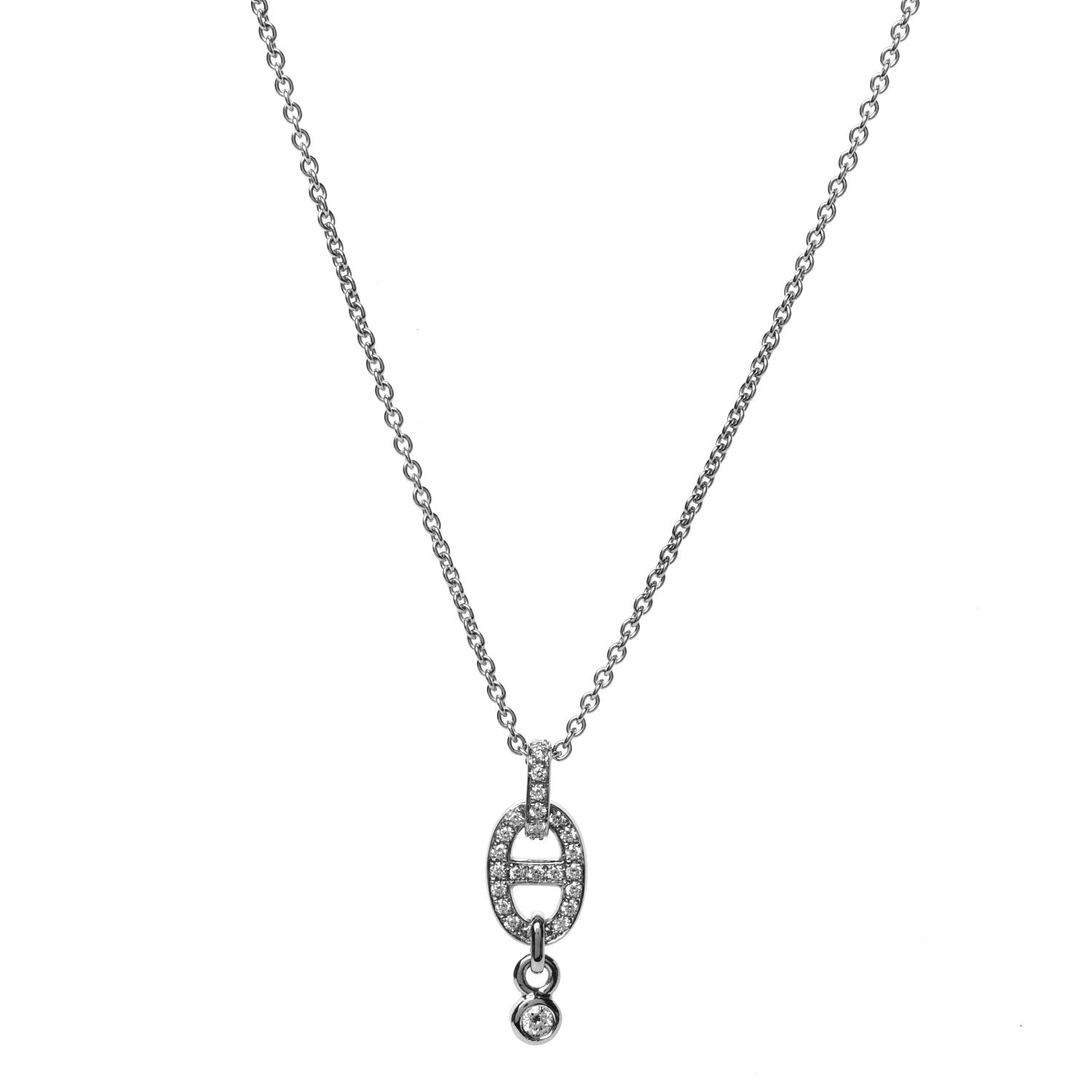 Hermes 18K White Gold Diamond PM Chaine d'Ancre Enchainee Necklace 4 of 7