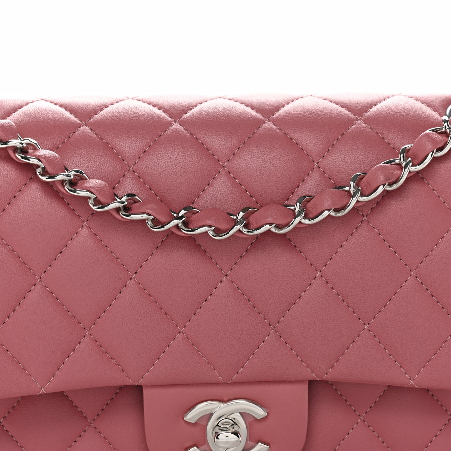 Lambskin Quilted Medium Double Flap Pink