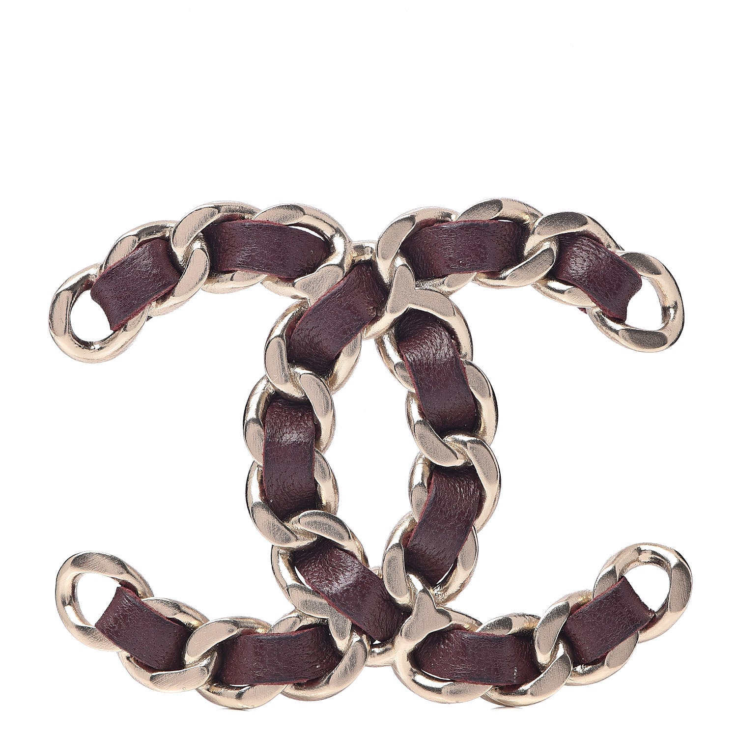 Chanel Lambskin Chain CC Brooch Burgundy 1 of 4