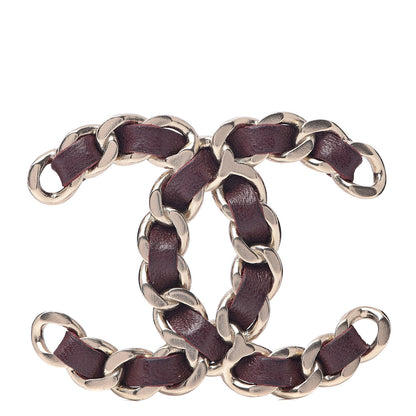 Chanel Lambskin Chain CC Brooch Burgundy 1 of 4