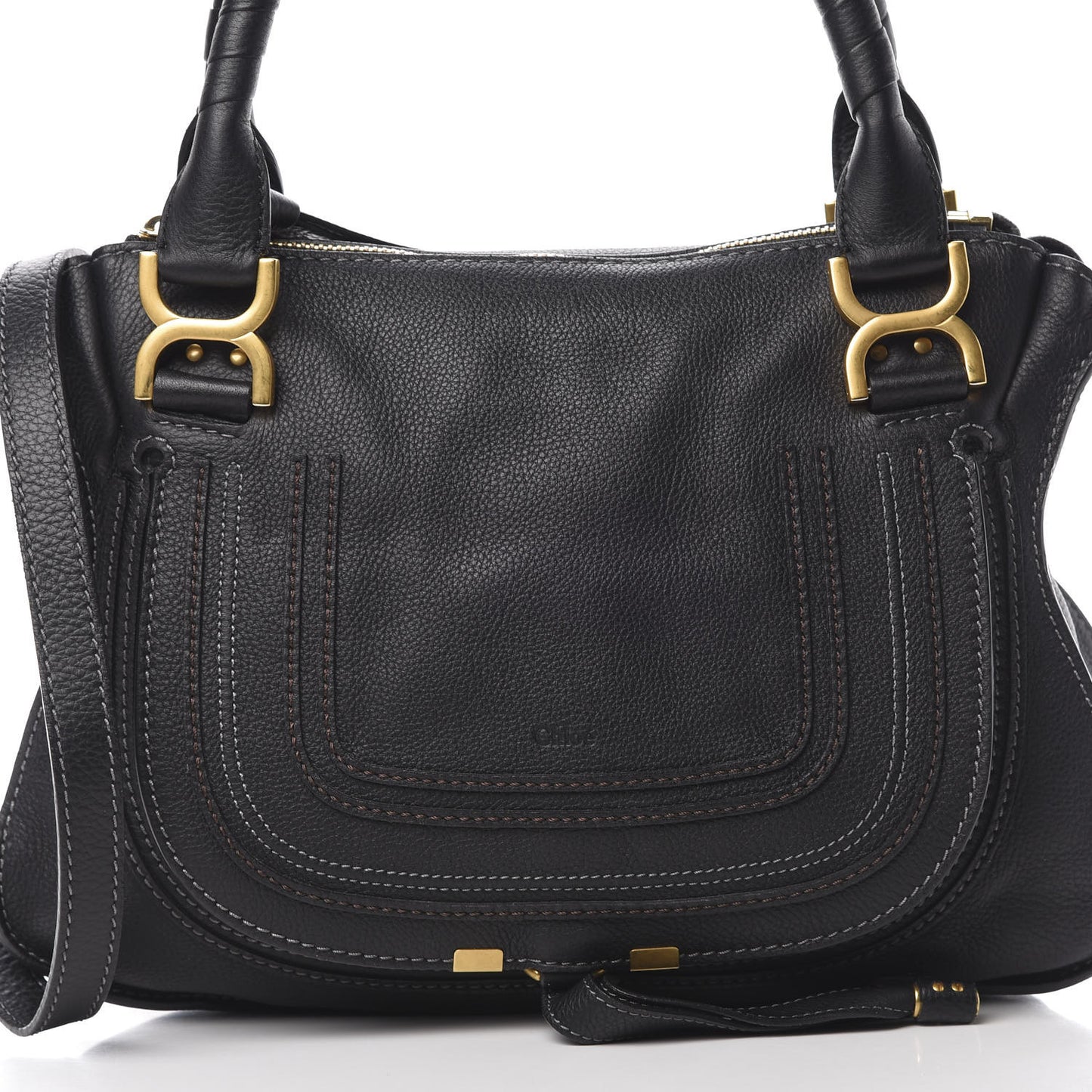 Calfskin Medium Marcie Satchel Black