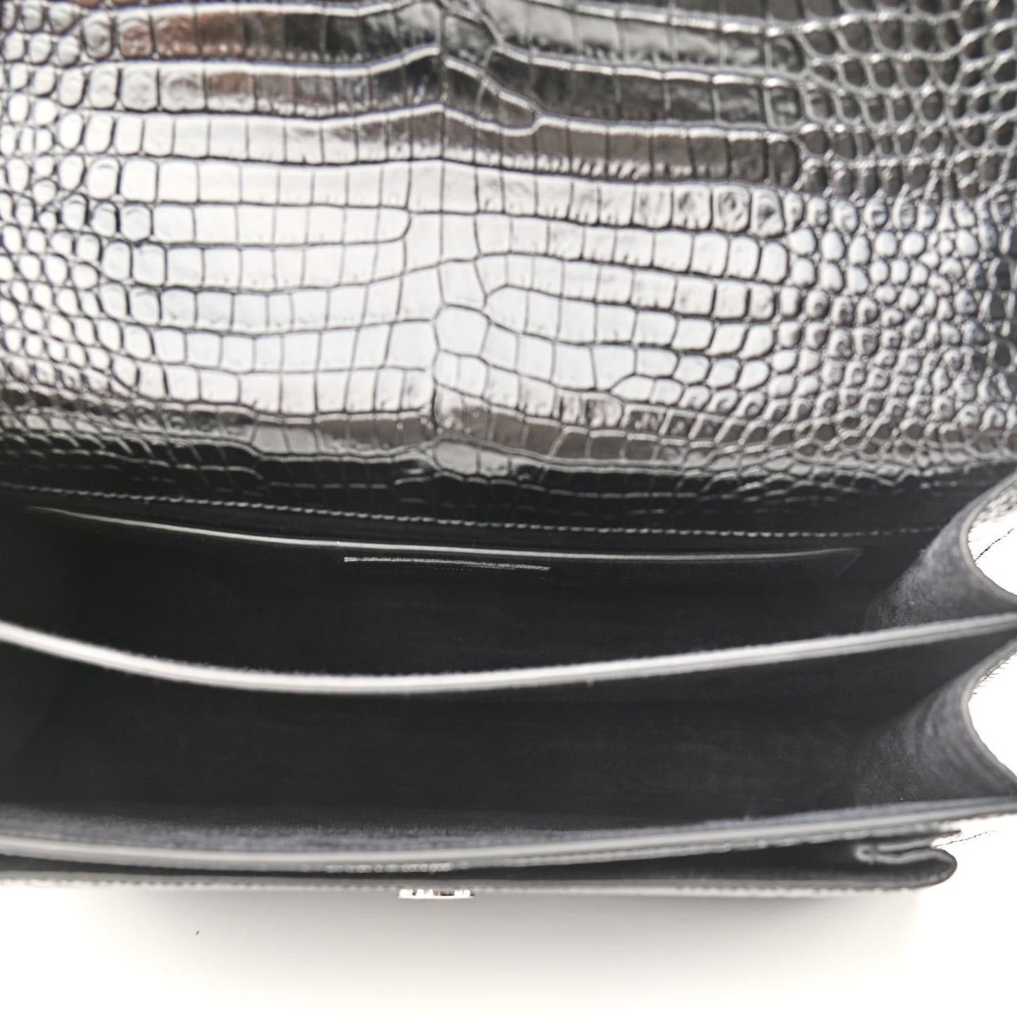 Calfskin Crocodile Embossed Medium Monogram Sunset Black