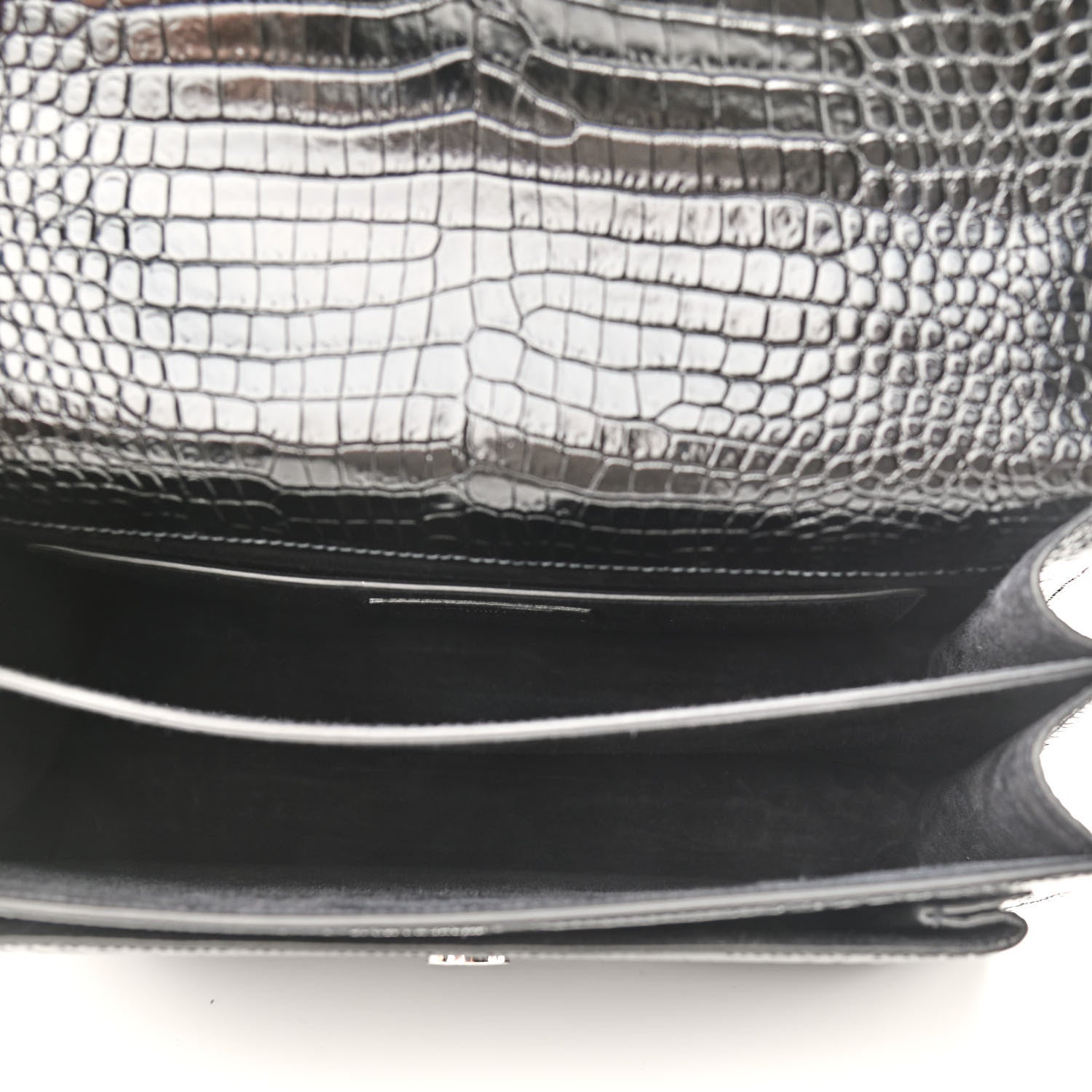 Saint Laurent Calfskin Crocodile Embossed Medium Monogram Sunset Black 5 of 9