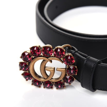 Gucci Calfskin Crystal Double G 30mm Belt 80 32 Black 4 of 6