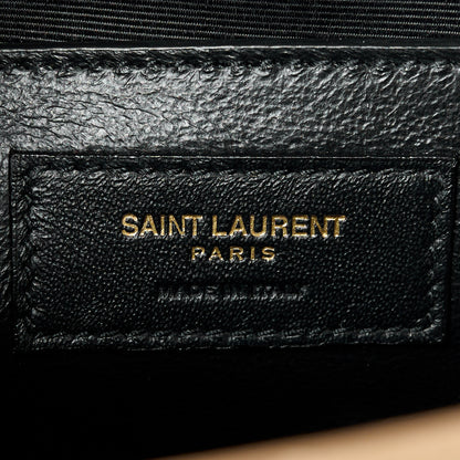 Saint Laurent Grain De Poudre Textured Mixed Matelasse Medium Triquilt Monogram Satchel Dark Latte 6 of 12