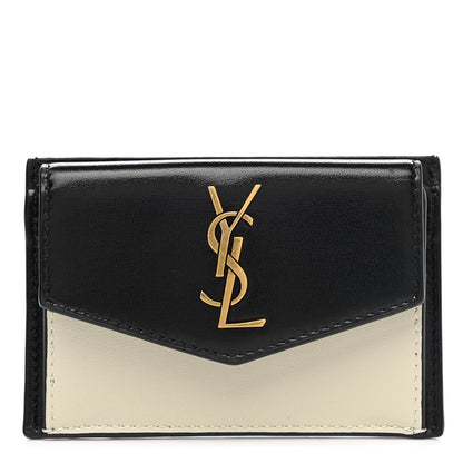 Saint Laurent Calfskin Uptown Monogram Card Case Black 1 of 8