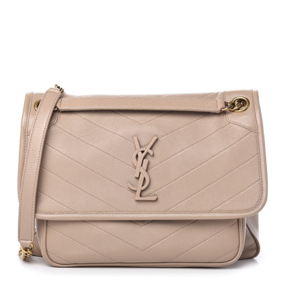 Saint Laurent Lambskin Matelasse Monogram Medium Niki Chain Satchel Dark Beige 1 of 10