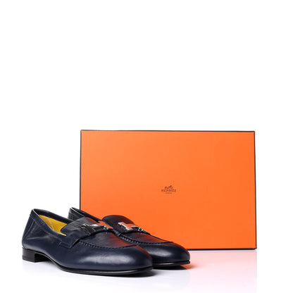 Hermes Goatskin Paris Loafers 37 Marine 11 of 11