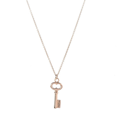 Tiffany 18K Rose Gold Mini Key Pendant Necklace 1 of 8