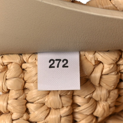 Prada Yarn Raffia Effect Crochet Logo Embroidered Tote Bag Naturale 9 of 10