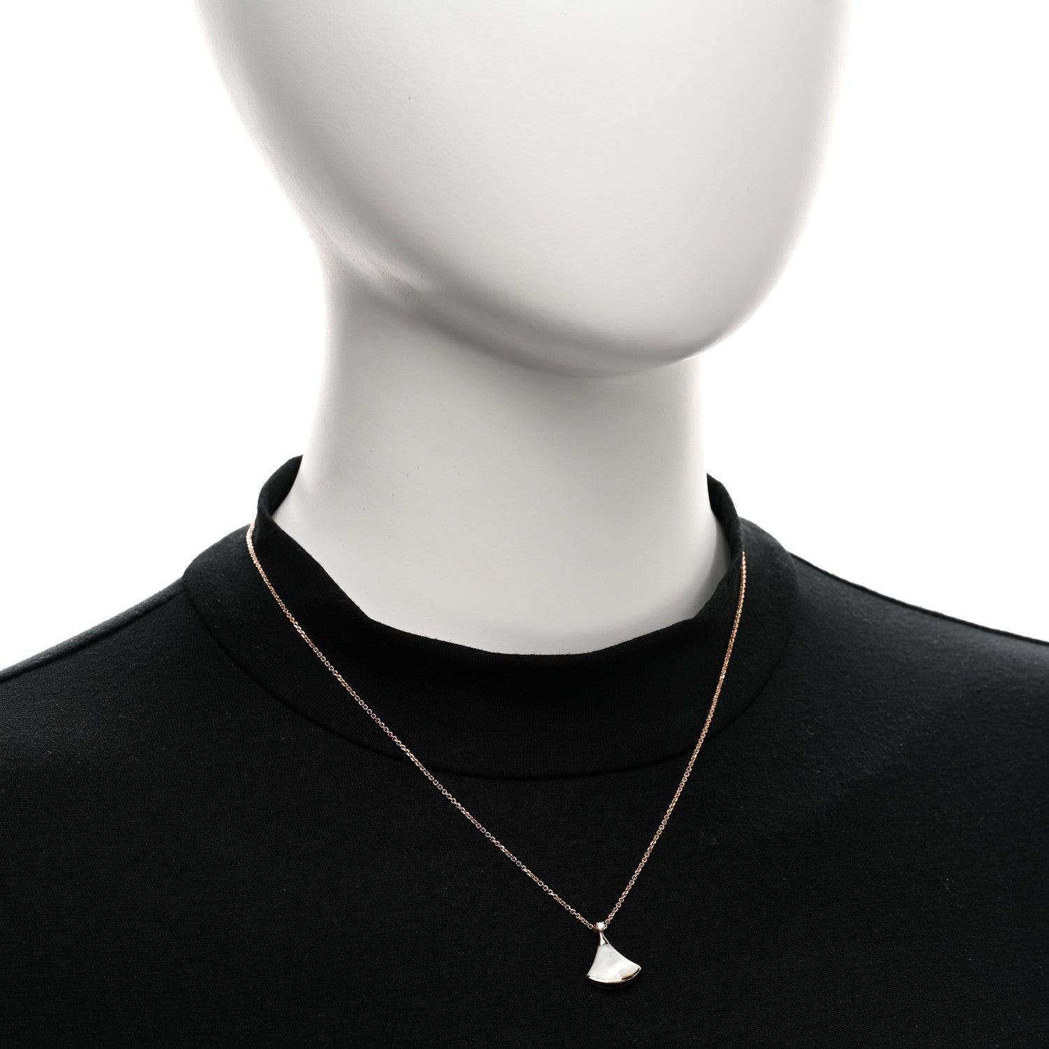 Bulgari 18K Rose Gold Diamond Mother of Pearl Small Divas' Dream Pendant Necklace 2 of 5