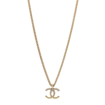Chanel Crystal Logo CC Chain Necklace Light Gold 1 of 5