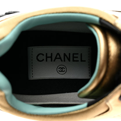 Chanel Metallic Satin Finish CC Womens Sneakers 40 Gold 6 of 9