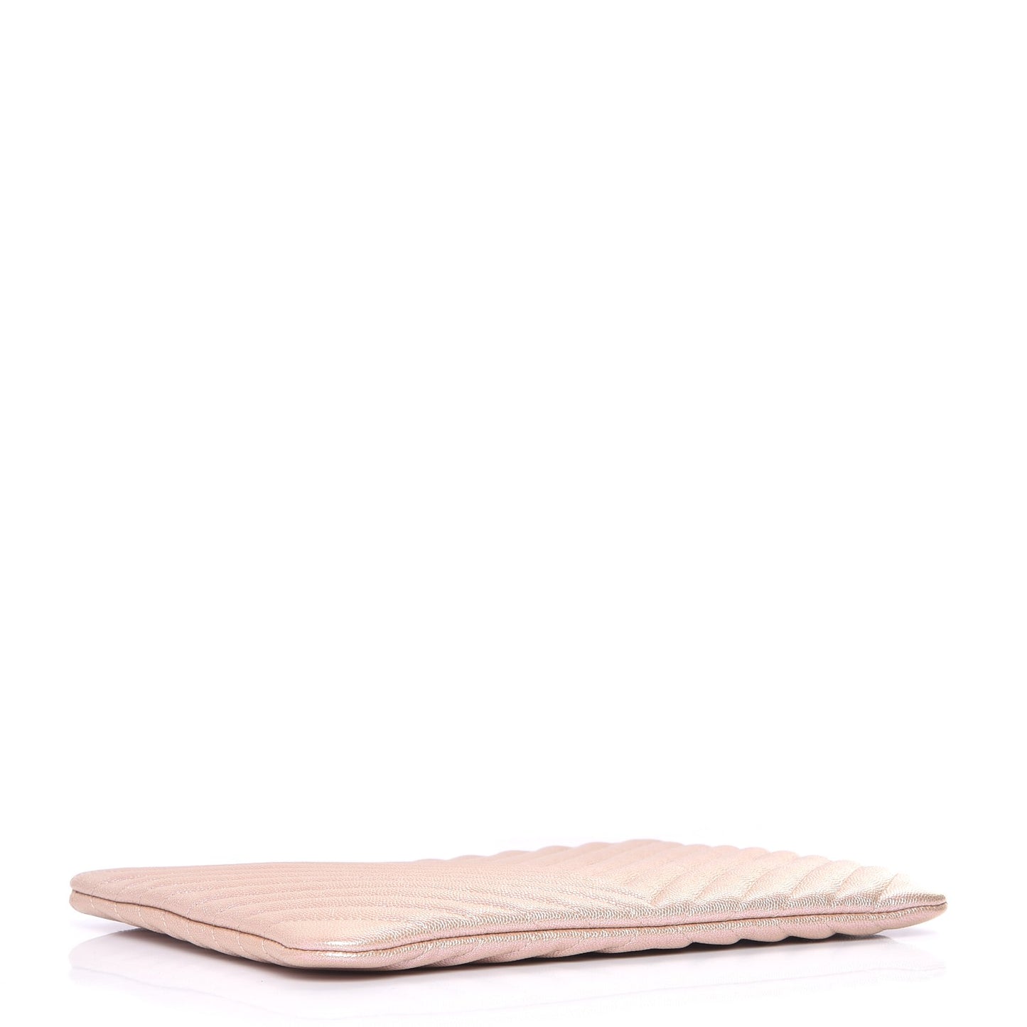 Iridescent Caviar Chevron Quilted Medium Cosmetic Case Light Gold