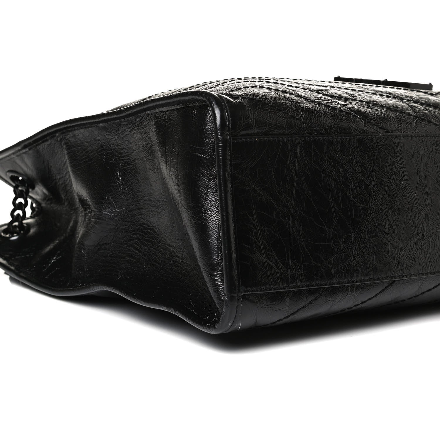 Saint Laurent Crinkled Calfskin Matelasse Monogram Large Niki Shopper Tote Black 9 of 16