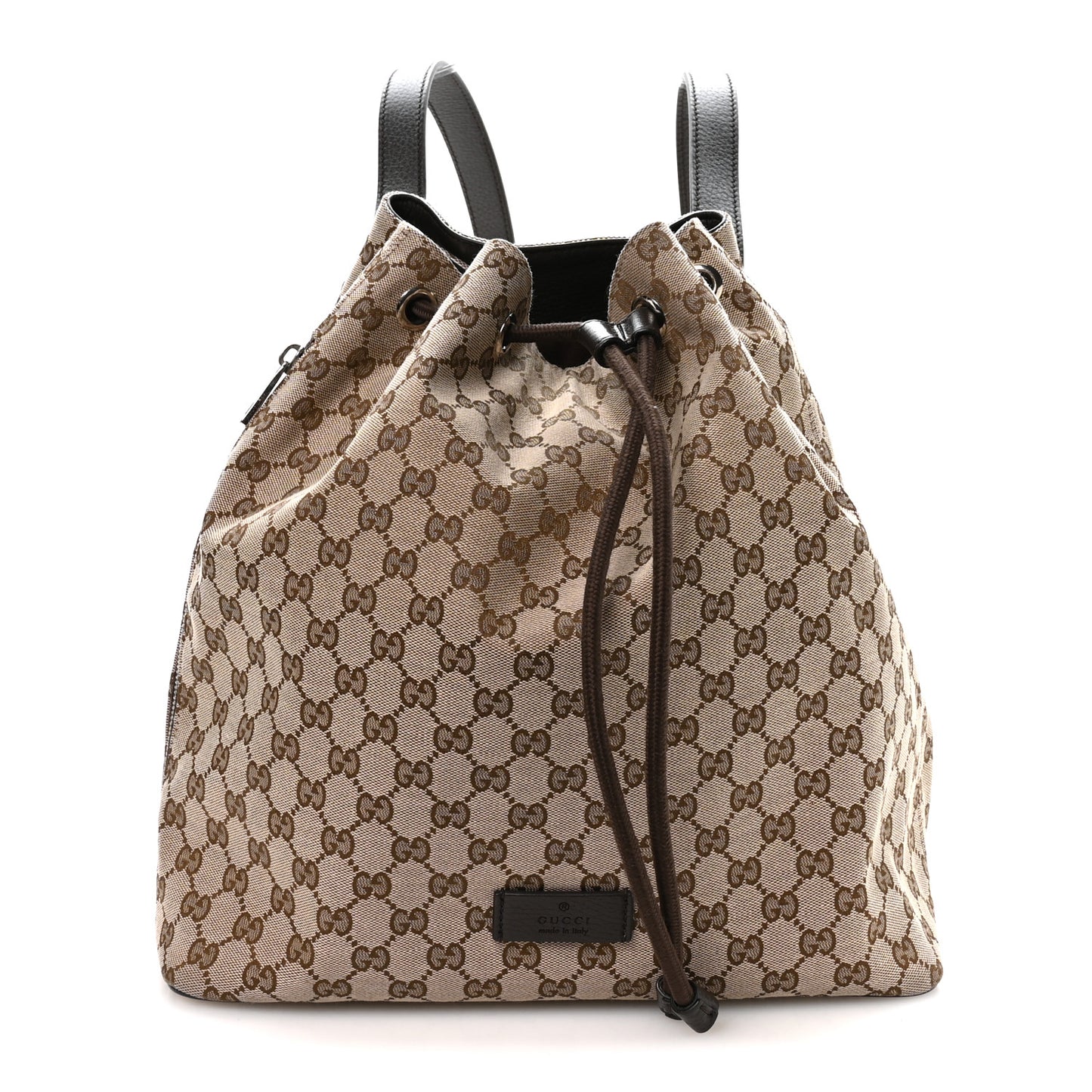 Monogram Dollar Calfskin O Drawstring Backpack Beige Ebony Testa di Moro Dark Chocolate