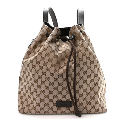 Gucci Monogram Dollar Calfskin O Drawstring Backpack Beige Ebony Testa di Moro Dark Chocolate 1 of 9