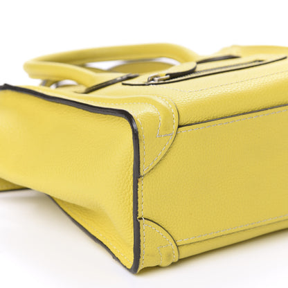 Celine Drummed Calfskin Nano Luggage Citron 6 of 10