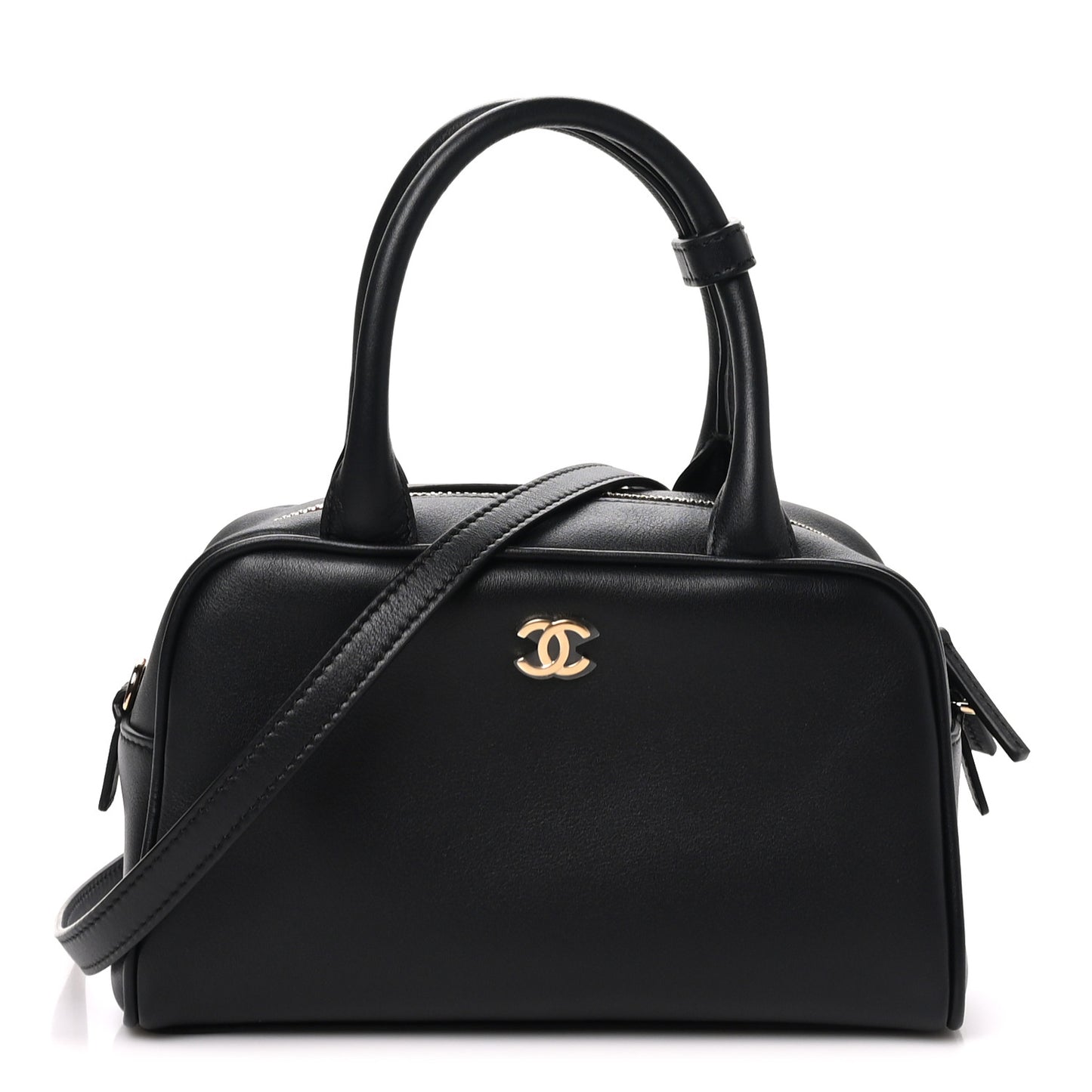 Calfskin Small Perfect Bowling Bag Black
