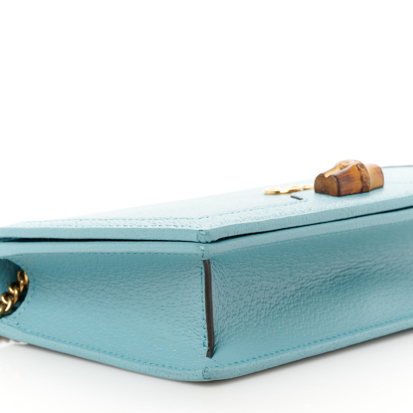 Textured Dollar Calfskin Mini Diana Chain Bag Dusty Azure