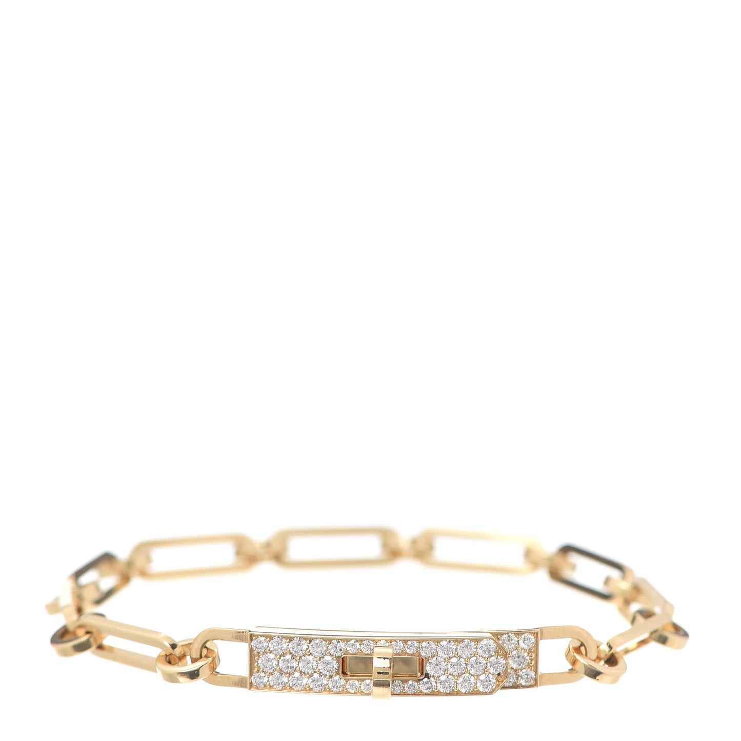 18K Yellow Gold Diamond Pave PM Kelly Chaine Bracelet ST