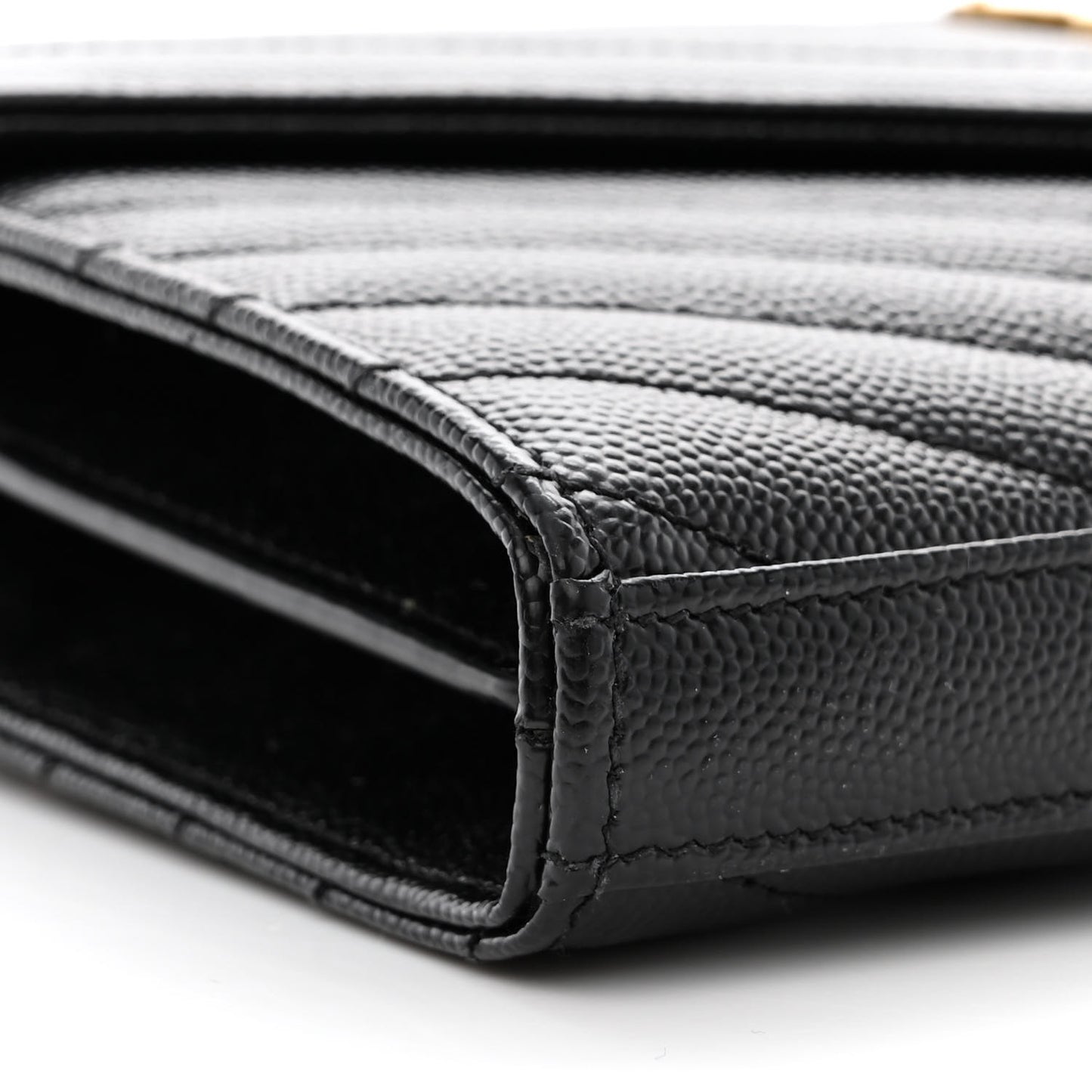 Grain De Poudre Matelasse Chevron Monogram Chain Wallet Black