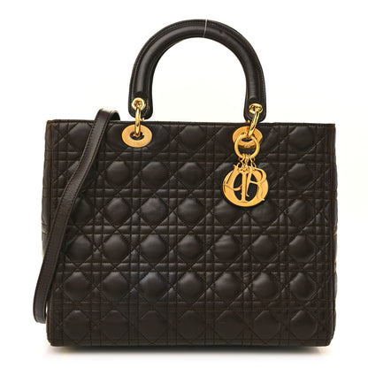 Christian Dior Lambskin Cannage Large Lady Dior Brown 1 of 10