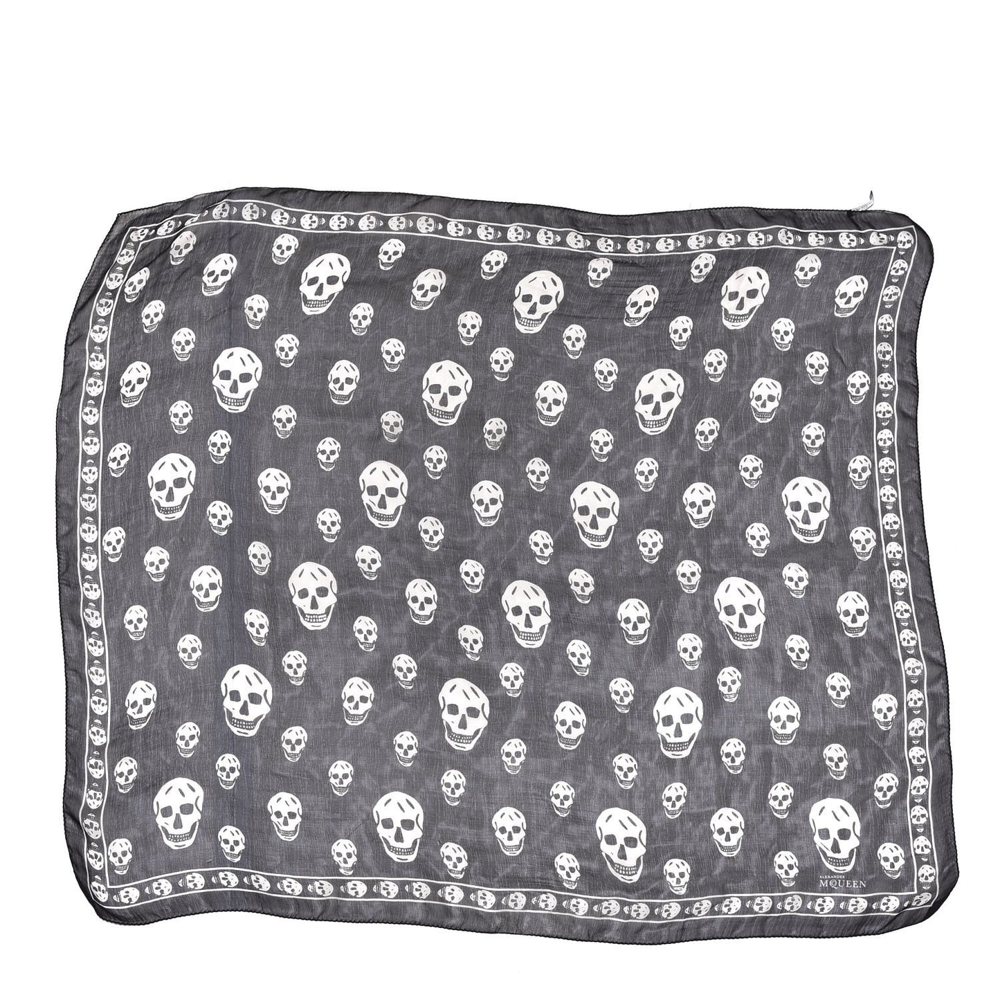 Silk Chiffon Skull Scarf Black Ivory