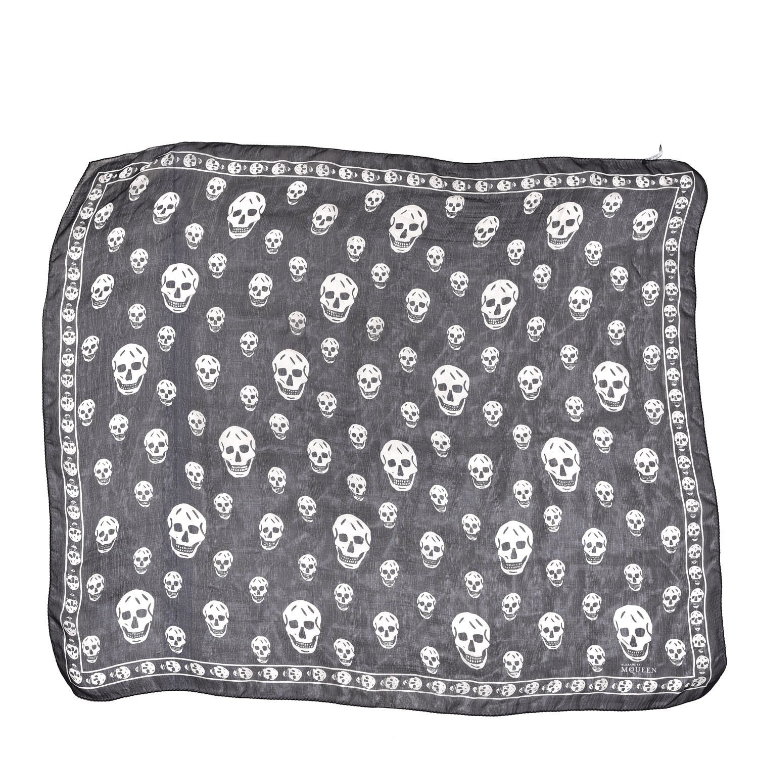 Alexander McQueen Silk Chiffon Skull Scarf Black Ivory 1 of 4