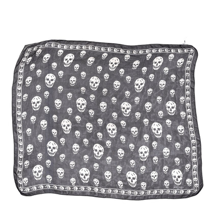Alexander McQueen Silk Chiffon Skull Scarf Black Ivory 1 of 4