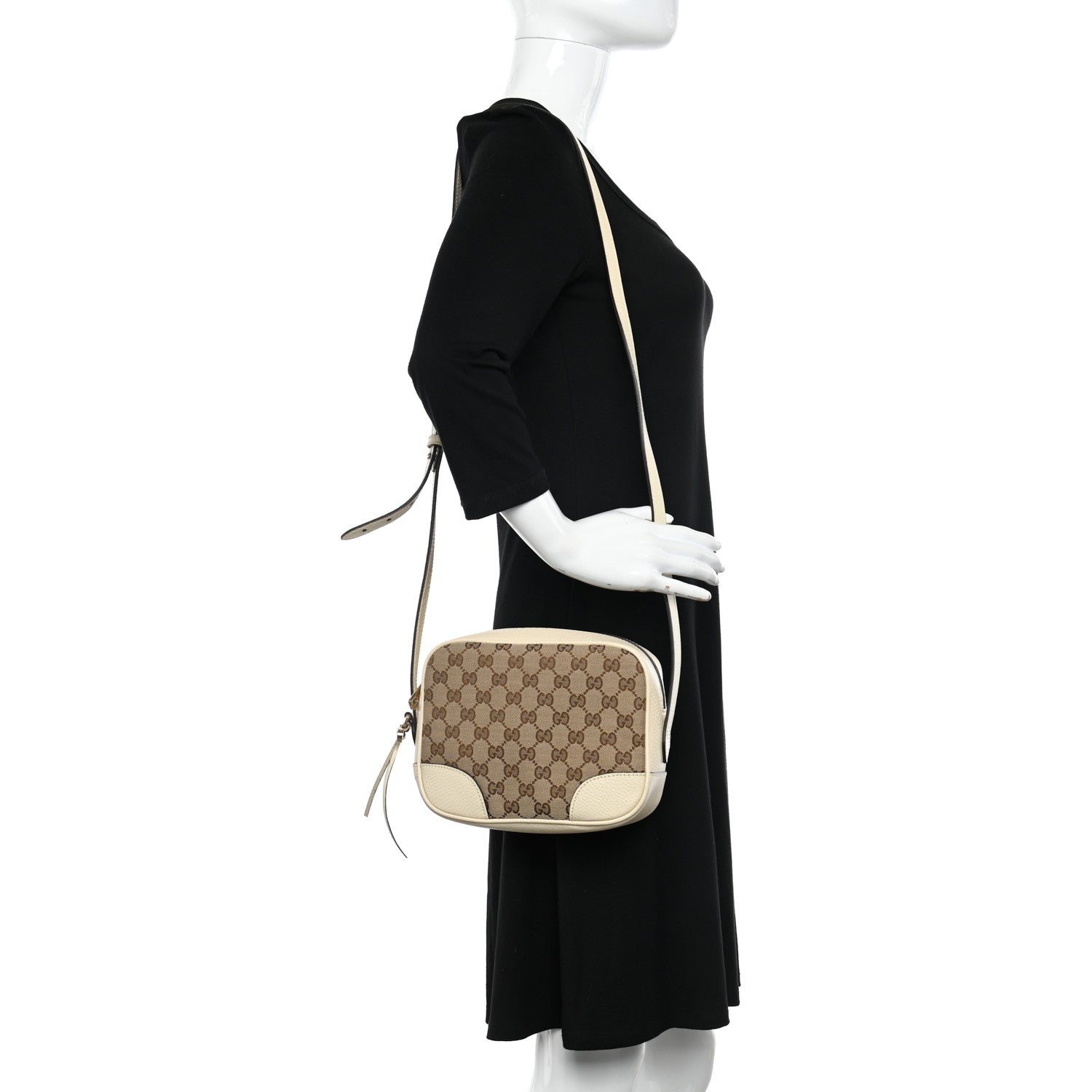 Gucci Monogram Dollar Calfskin Mini Bree Messenger Bag Beige Ebony Avoire 2 of 10