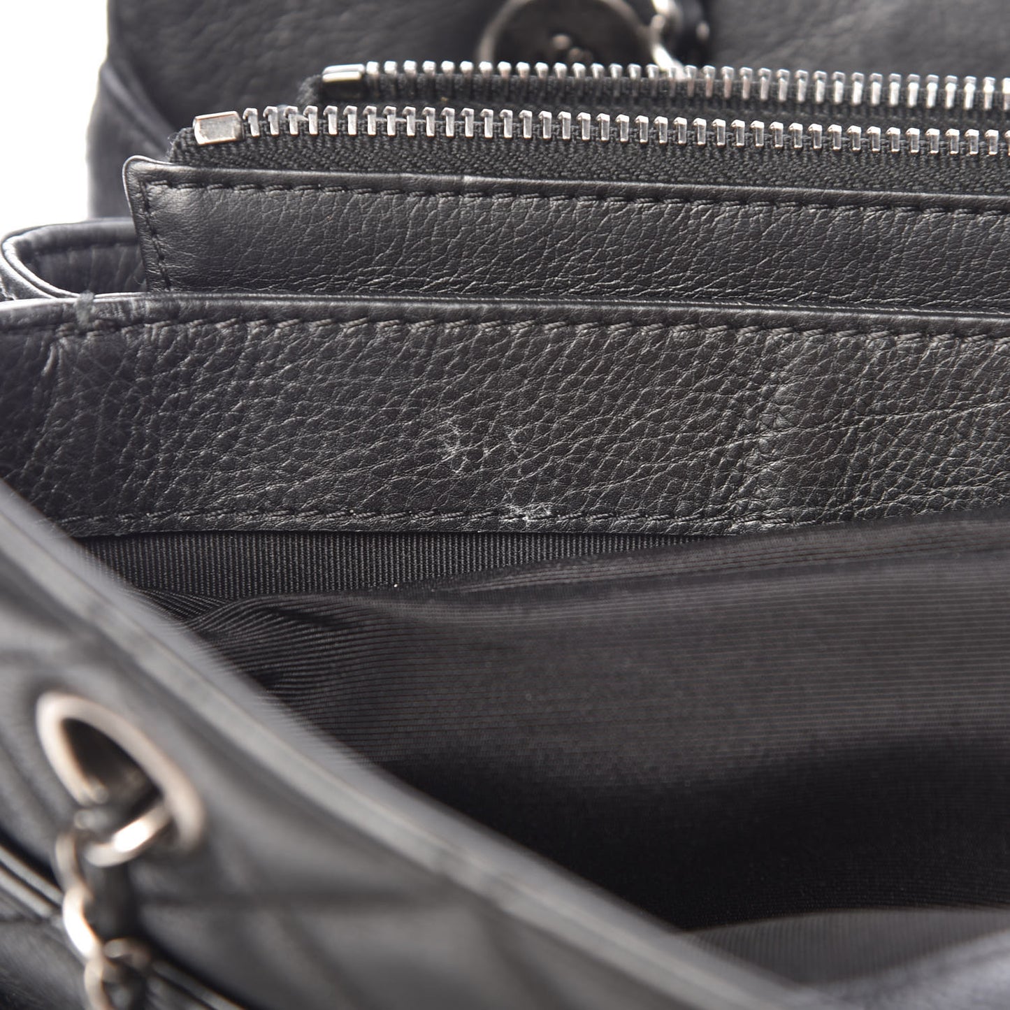 Calfskin Quilted Frame In Chain Tote Black