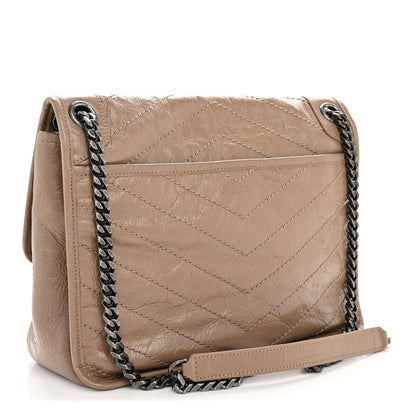 Saint Laurent Crinkled Calfskin Matelasse Monogram Medium Niki Chain Satchel Light Taupe 3 of 10