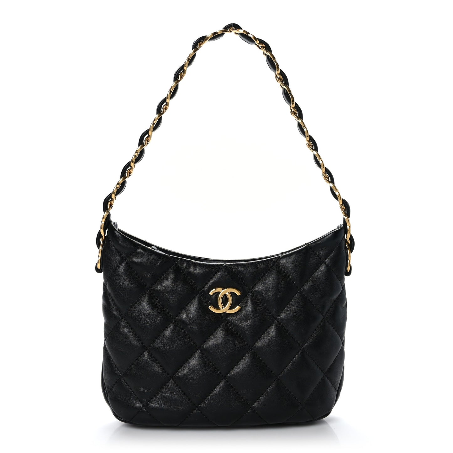 Lambskin Quilted CC Links Hobo Black