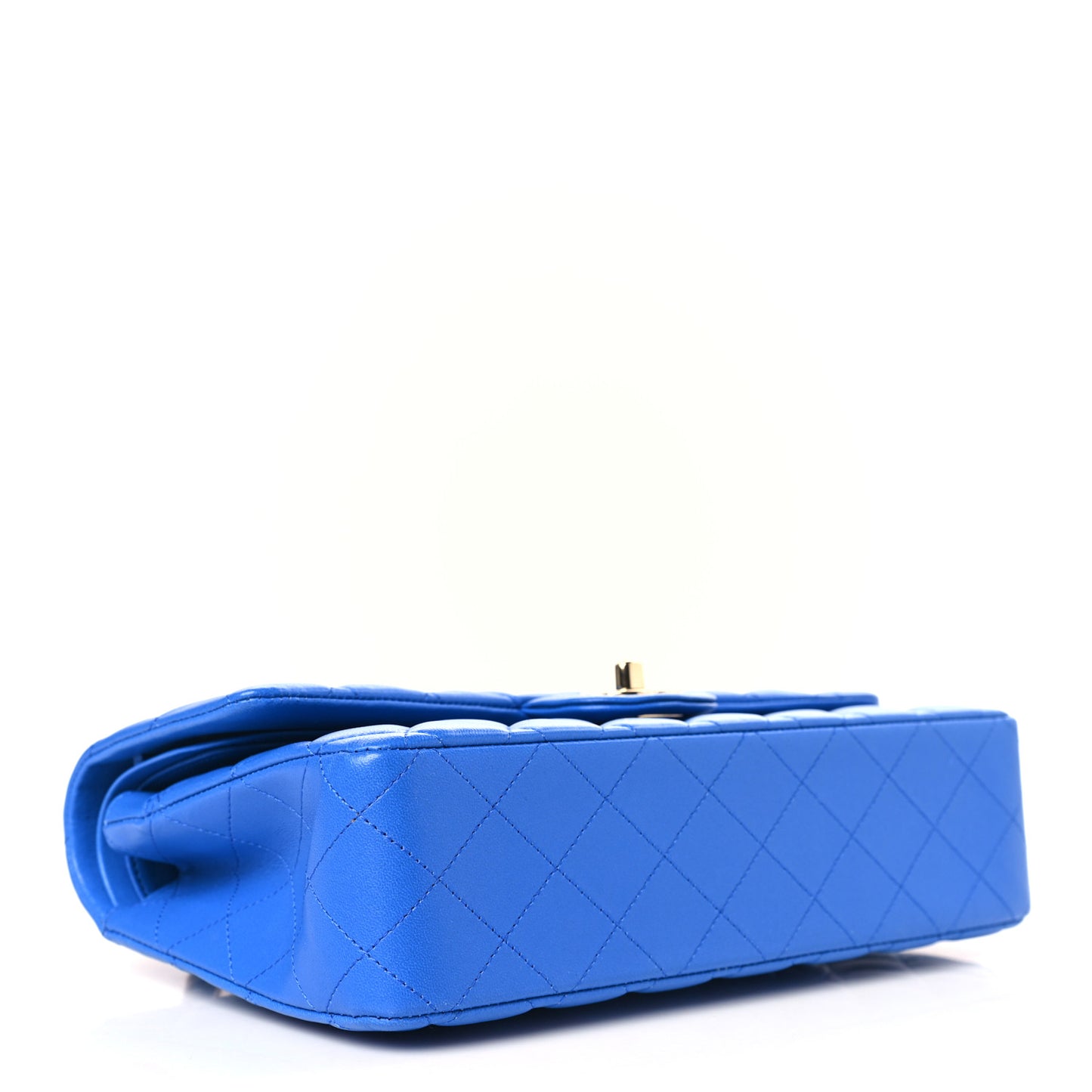 Lambskin Quilted Medium Double Flap Blue