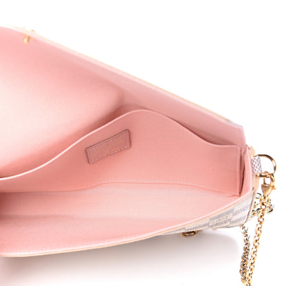 Louis Vuitton Damier Azur Pochette Felicie Chain Wallet Rose Ballerine 6 of 12