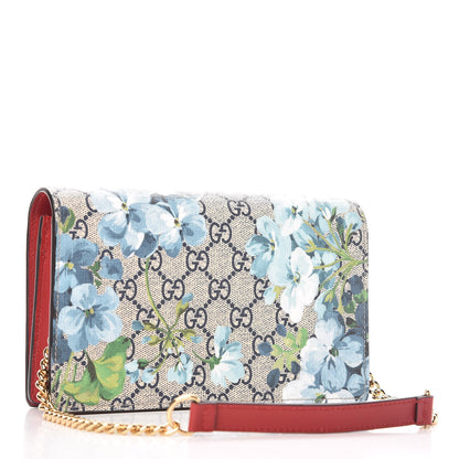 Gucci GG Supreme Monogram Blooms Chain Wallet Blue 3 of 9