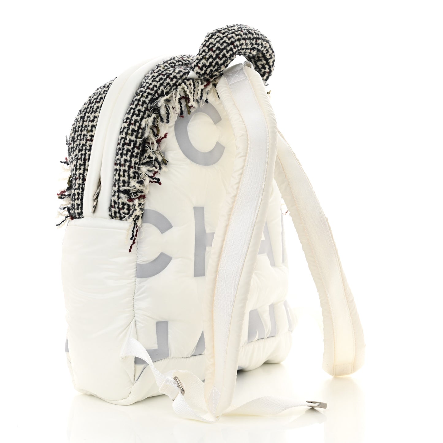 Nylon Tweed Coco Neige Small Doudoune Backpack Ivory