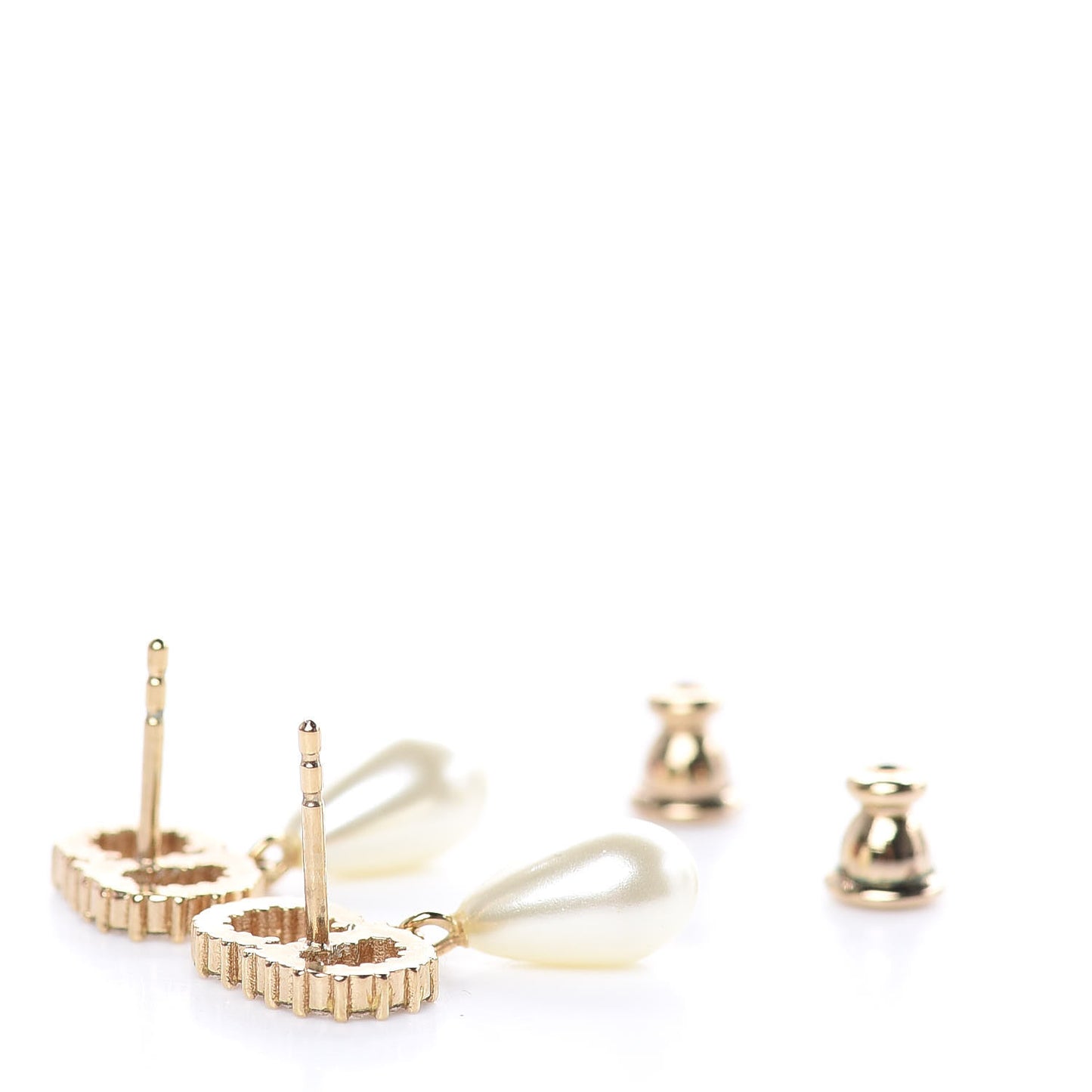 Pearl Crystal CD Drop Earrings Gold